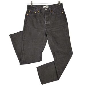 Levi's Wedgie Straight Jeans Women's 28x28 Black‎ High Rise Raw Hem Denim